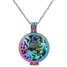 C999 Rainbow Color Phoenix Flower Round Refill Pad Beads Cage Pendant Locket Aroma Essential Oil Diffuser Locket Necklace 2024 - buy cheap