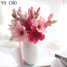 Yo cho 11 pçs falso orquídea artificial falso flores folha floral buquê de casamento festa decoração magnolia casa acessórios 2024 - compre barato