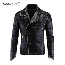 MASCUBE Mens Leather Jackets Black Motorcycle PP Skull Leather Jackets Rivets Zipper Slim Fit Quilted Punk Jacket Biker Coat 5XL 2024 - buy cheap