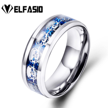 Elfasio Skull Ring Band Stainless Titanium Steel Ring For Men Blue Punk Cool Jewelry 2024 - buy cheap