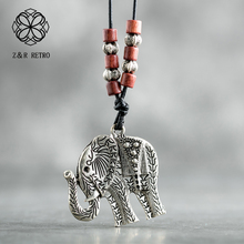 Vintage Silver Color Elephant Pendants Long Necklace for Women's Jewelry Black Long Chain Choker Suspension Goth Jewellery Alloy 2024 - buy cheap