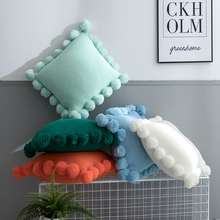 Solid Cushion Cover White Green Orange Blue Knitted Pom pom Solid Pillow Case 45*45cm Soft For Sofa Bed Nursery Room Decorative 2024 - buy cheap