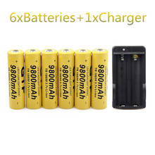 GTF 6PCS 3.7V 18650 Batteries 9800mAh Li-ion Rechargeable Battery For Flashlight +EU/US Battery Charger 2024 - buy cheap