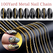 Cadena de bolas de acero para decoración de uñas, esmalte de Gel UV de estilo Punk, cadena de 9 estilos de Metal, oro y plata, 100 yardas 2024 - compra barato