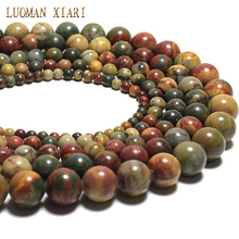 Wholesale Natural Colorful Picasso Round Shape Natural Stone Beads For Jewelry Making DIY Bracelet 4/6/8/10/12 mm Strand 15'' 2024 - buy cheap