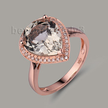 New! Vintage Jewelry In Solid 14Kt Rose Gold Pear 10x12mm Green Amethyst Ring R0014 2024 - buy cheap