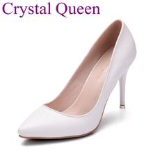 Crystal Queen thin heels pointed toe women shoes sexy high heels white pumps party wedding shoes 9cm pointed toe high heels 2024 - buy cheap