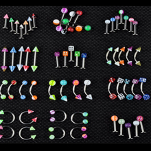 50 pcs/Lot Mix Style Acrylic Surgical Steel Eyebrow Navel Belly Lip Tongue Ring Nose Bar Rings Body Piercing Labret Piercing 2024 - buy cheap