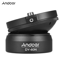 Andoer DY-60N Aluminum Alloy Tripod Leveling Base Panorama Photography Ball Head with 1/4" screw Bubble Level for Canon 2024 - buy cheap