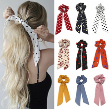 1Pcs Women Floral Print Scrunchie Hair Scarf Elastic Bohemian Hairband Bow Hair Rubber Ropes Girls Hair Ties Fashion Accessories 2024 - buy cheap