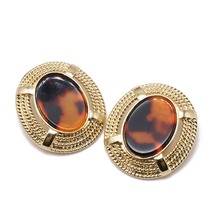 Oval Shape Alloy Leopard Resin Elegant Clip Earrings Statement Big Ear Jewelry 2024 - buy cheap