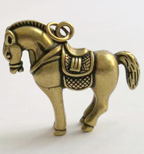 Delicate Old-style Brass Carved Lifelike Horse Statue Auspicious Pendant 2024 - buy cheap