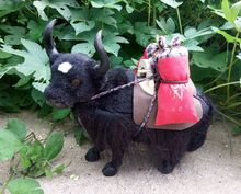 cute simulation black cow toy lifelike handicraft prop yak doll gift about 30x27cm 2024 - buy cheap