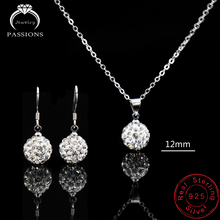 Hot Luxury Spherical AAA Zircon Jewelry Set Round Shine Rhinestone Pendant Necklace And Drop Earrings Women Fashion Fine Gift 2024 - buy cheap