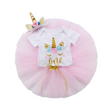 Canis Newborn Baby Girls Unicorn Tops Romper Tutu Skirt Headband Outfits Clothes 2024 - buy cheap