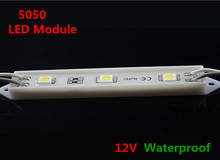 Хит продаж, 20 шт., 12 В постоянного тока, 5050, 3 светодиодных модуля, зеленый/красный/синий/белый/теплый белый, IP65, водонепроницаемый светодиодный модуль 5050 RGB 2024 - купить недорого