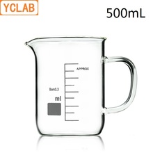 YCLAB 500mL Beaker Low Form Borosilicate 3.3 Glass with Graduation Handle Spout Measuring Cup Laboratory Chemistry Equipment 2024 - buy cheap