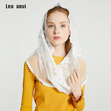 Leo anvi White black church veil traditional catholic orthodox veils religious head coverings mantilla lace latin mass scarf 2024 - buy cheap