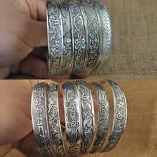Vintage Elephant flower Tibetan Tibet   Bracelets Charming Elegant Round Metal Cuff Bangles Women Jewelry 2024 - buy cheap