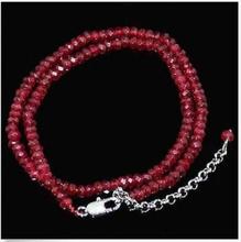 natural2x4mm Brazil Red Ruby Faceted Roundel Gemstone necklace 18 " Silver clasps 2024 - buy cheap