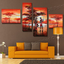 4 Panel African Safari Canvas Art Oil Painting Forest Landscape Picture Cuadros Decoracion For Living Room Unframed XY250 2024 - buy cheap