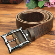 Cinturón de piel auténtica con hebilla de cinturón para hombre, cinturón masculino de cuero grueso con hebilla de cinturón Estilo Vintage, MBT0088 2024 - compra barato