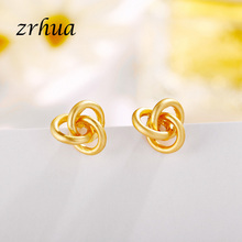 ZRHUA Stylish Geometric Stud Earrings for Women Girls Newest Gold Color Brincos Top Quality Wedding Party Bijoux Wholesale 2024 - buy cheap