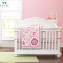 Conjunto de cama de algodão para bebês, roupas de cama para meninas com estampa de pássaro, flor rosa, respirável e macio, lençol para crianças 2024 - compre barato
