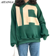 AIYANGA 2018 Autumn Winter thick fleece Hoodies For Women Hooded Sweatshirt Plus Size Pullover Outerwear Loose Casual Tops 2024 - buy cheap