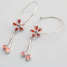 Gorgeous Red Garnet 5*5mm Semi-precious Silver Cool For Womens Earrings ED0655 2024 - buy cheap