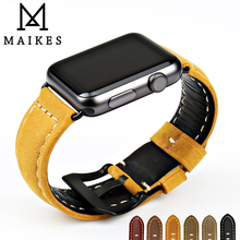 MAIKES Genuine Leather Watchband For Apple Watch Strap 42mm 38mm iWatch & Apple Watch Band 44mm 40mmSeries 1 / 2 / 3 / 4 2024 - buy cheap