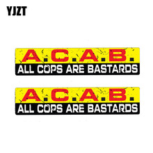 YJZT 2X 15CM*3CM Warning Reflective Decal ALL COPS ARE BASTARDS Car Sticker PVC 12-1177 2024 - buy cheap