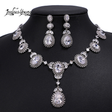 Luxury Long Necklace Wedding Indian Jewelry Sets Vintage Flower Shape Round Zirconia Jewellery Set for Women Gift AS169 2024 - buy cheap