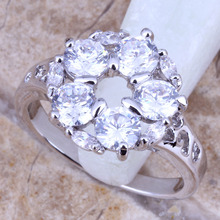 Impecable blanco CZ Chapado en plata joyería de las mujeres de tamaño de anillo/6/7 / 8 / 9 R0395 2024 - compra barato