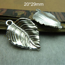 Free Shipping - 60 pcs/lot Antique Silver Leaf Pendant Beads Drops Silver Leaf Charms 20*29mm 2024 - buy cheap