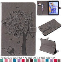Case For Samsung Galaxy Tab A A2 2018 10.5 inch T590 T595 T597 Cover Funda Tablet Embossing cat tree girl Stand Shell + pen 2024 - buy cheap