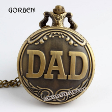 Bronze Retro Vintage Steampunk DAD Pocket Watch With Chain  Quartz pocket fob watches Men Gifts Male Clock relogio de bolso 2020 2024 - buy cheap