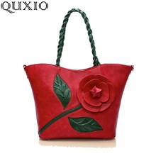 Vintage Woman Leather Handbag Rose Styles Shoulder Bag High Quality Luxury Handbags Women Bags Designer Bolsa Feminina DC070Z 2024 - buy cheap