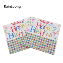 RainLoong-servilletas de papel feliz cumpleaños, decoración de pañuelos de fiesta, 33cm x 33cm, 1 paquete (20 unids/paquete) 2024 - compra barato