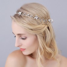 New Handmade Crystal Pearl Flower Hairbands Vine Tiara Bride Head Chain Bridal Headbands Hair Ornaments Wedding Hair Accessories 2024 - buy cheap