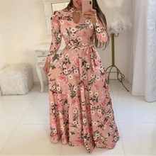 Vestido bandagem floral, novo maxi vestido boho com estampa floral, túnica, vestidos de festa à noite, outono 2019 2024 - compre barato