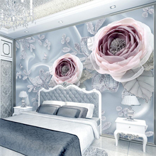 wellyu  papel de parede 3D   Custom wallpaper   3d three-dimensional silk lace flower luxury wedding room tv backdrop  behang 2024 - buy cheap