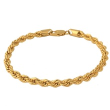 Gold color 21cm 4mm Twist Chain Gold Collar rope  bracelet Women Men, Retro Fashion bracelets 2024 - buy cheap