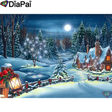 DIAPAI 5D DIY Diamond Painting 100% Full Square/Round Drill "Snow house moon" Diamond Embroidery Cross Stitch 3D Decor A22709 2024 - buy cheap