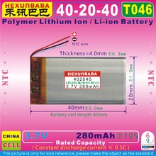 2pcs [T046] 3.7V 280mAh [402040] PLIB (polymer lithium ion / Li-ion battery ) for mp3;mp4,DVD,GPS,POWER BANK,cell phone 2024 - buy cheap