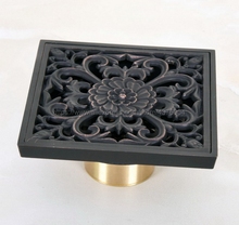 Shower Drains 10*10cm Square Bath Drains Strainer Hair Oil Rubbed Bronze Carved Bathroom Floor Drain Waste Grate Drain Nhr049 2024 - buy cheap