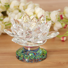 7 Colors Crystal Glass Lotus Flower Candle Tea Light Holder Buddhist Decor 2024 - buy cheap