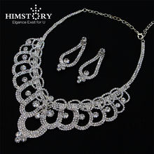 HIMSTORY Crystal Wedding Bridal Bridesmaid Jewelry Sets Alloy Necklace Earrings Jewelrys For Women 2024 - купить недорого