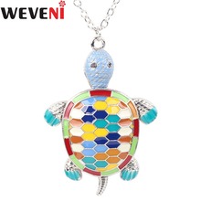 WEVENI-Collar con colgante de tortuga de aleación esmaltada, cadena de Collar, joyería de animales marinos del océano para mujeres, niñas y adolescentes, accesorios 2024 - compra barato