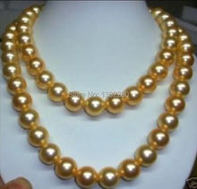! fashion DIY jewelry 10mm gold south sea shell pearl necklace 36"  2 pieces/lot fashion jewelry       JT6660 2024 - buy cheap